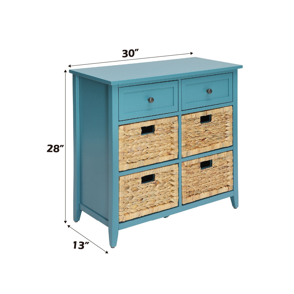 Console Cabinet with Six Storage Drawers - Light Blue or White