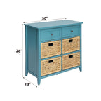 Console Cabinet with Six Storage Drawers - Light Blue or White