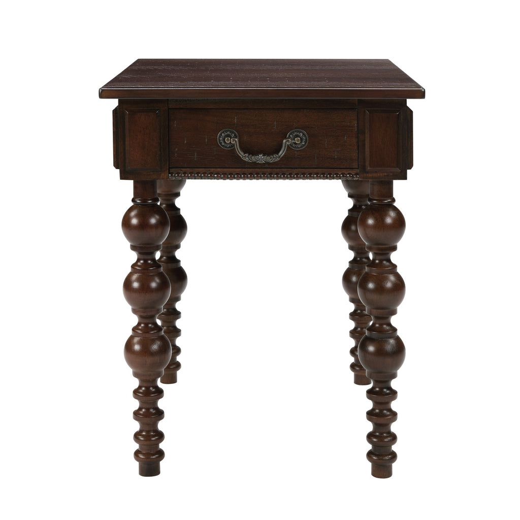 Solid Wood End Table with Drawer in Espresso Finish