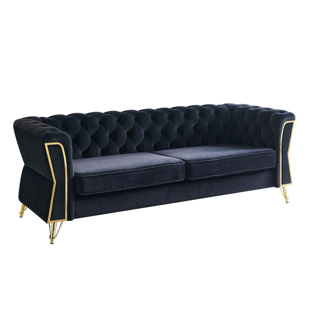 Modern Tufted Sofa with Metal Frame - Beige or Black