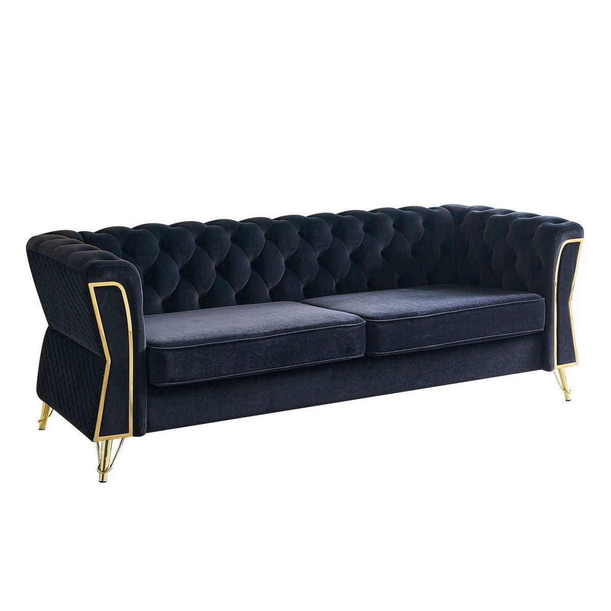Modern Tufted Sofa with Metal Frame - Beige or Black