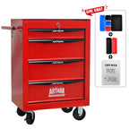 Rolling Metal Tool Chest with 4 Drawers - Red & Black