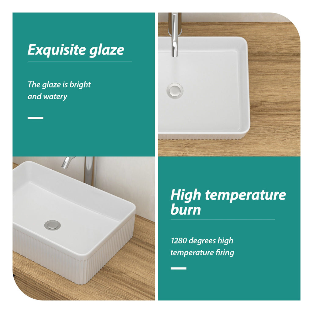 Modern Ceramic Vessel Bathroom Sink with Stain Resistance - White
