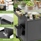 Outdoor Grill Cart With Storage, Rolling Bar Cart