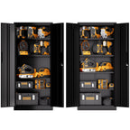 Steel Garage Storage Cabinet with Adjustable Shelves and Lock – Black or White