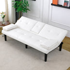 Foldable Sofa Bed with Cup Holder and Solid Wood Frame - Multiple Colors