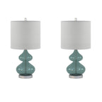 Ellipse Curved Glass Table Lamp Set of 2 with Curved Blue Glass Base - Blue
