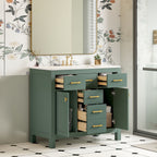 Modern Bathroom Vanity With 36" Resin Sink – 4 Drawer Storage Cabinet