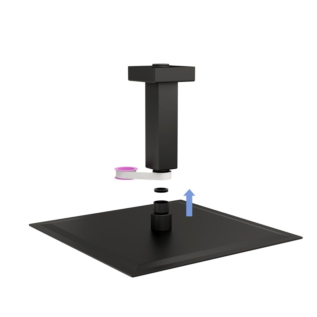 Ceiling Mounted Shower Arm with Flange Stainless Steel - Black or Gray