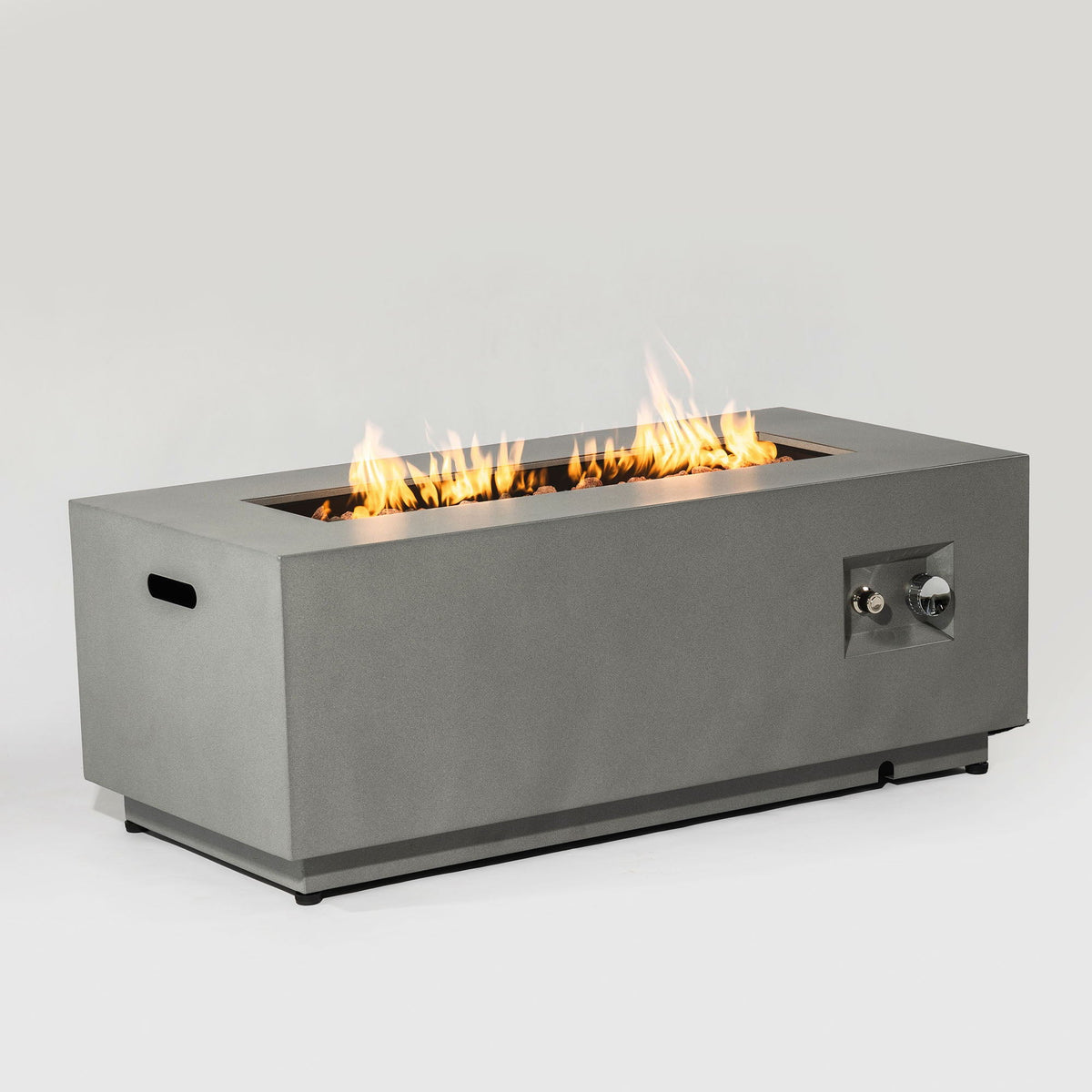 Propane Gas Fire Pit Table with Glass Wind Guard - Gray