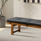 Black Upholstered Bench with Solid Wood Frame - Lucia