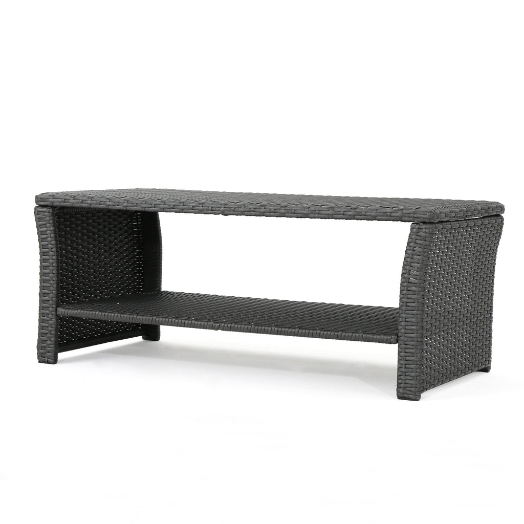 St Lucia Outdoor Dining Table with Open Shelf Storage - Grey