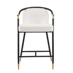 26" H Upholstered Counter Stool with Metal Frame - Set of 2 - Beige