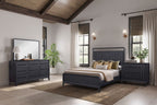 Open Panel Bed with Elm Veneer Headboard - Black