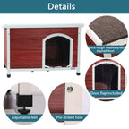 Medium Wooden Outdoor Dog House with Waterproof Roof and Elevated Floor - Dark Gray or Dark Red