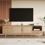 Natural Rattan Door TV Stand with Storage - Natural