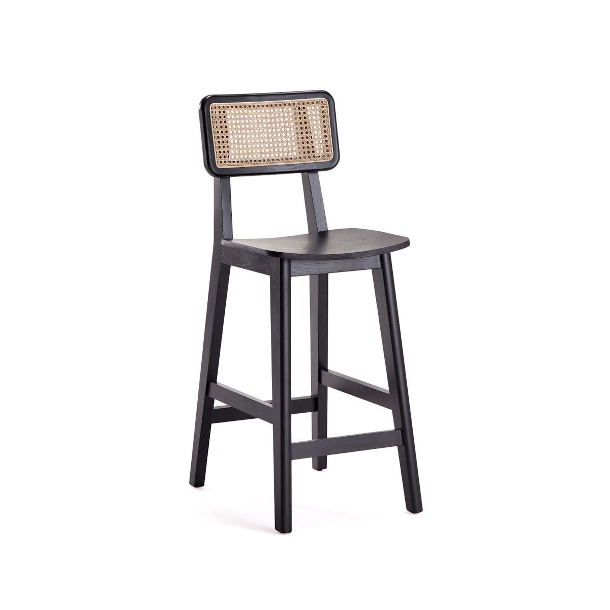Versailles Counter Stool with Cane Backrest - Light Brown or Black