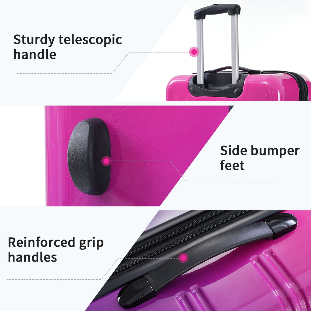 Gradient Color Hardshell Luggage Set with Spinner Wheels and TSA Lock – Light Blue or Purple