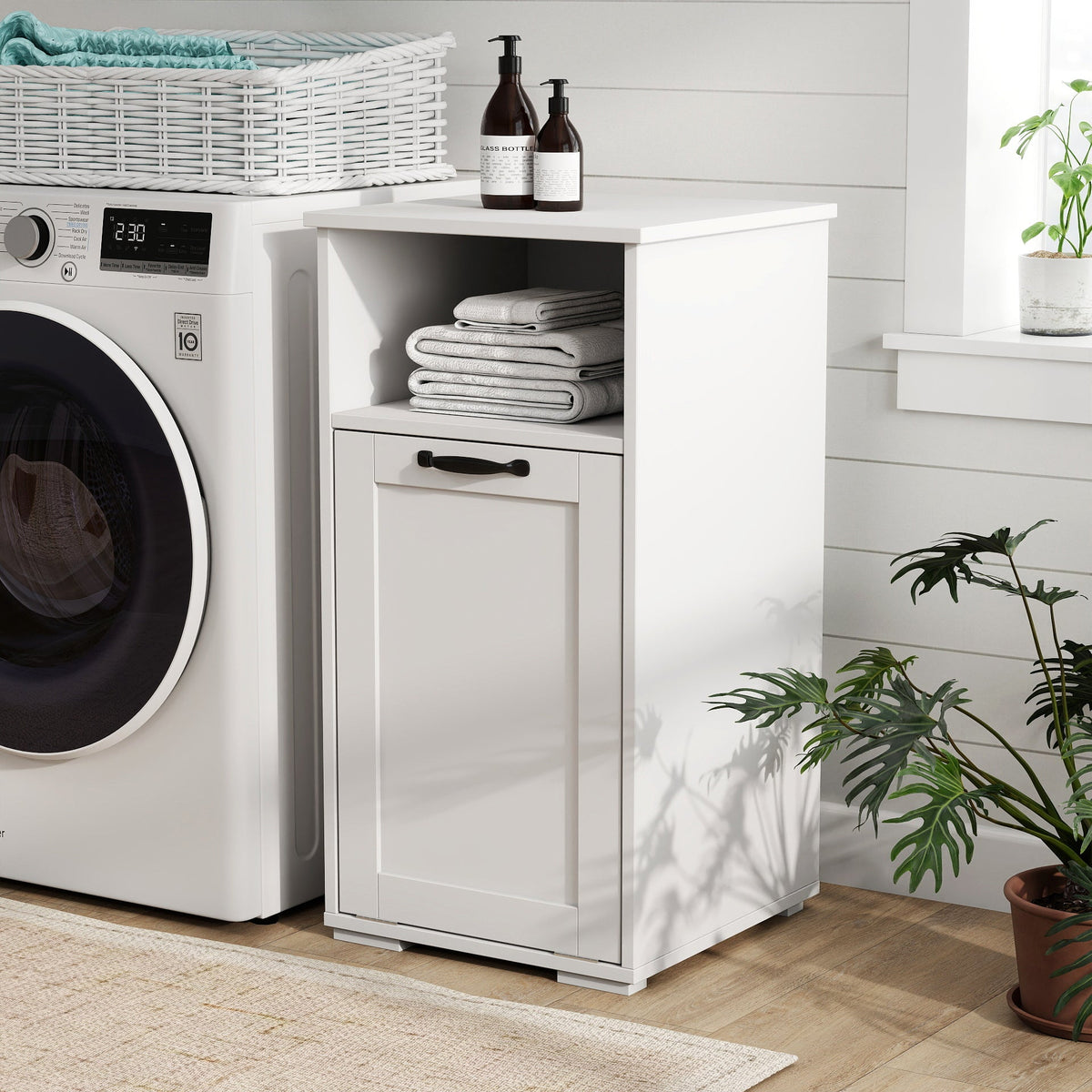 Laundry Cabinet with Removable Liner Bag - Bathroom Storage
