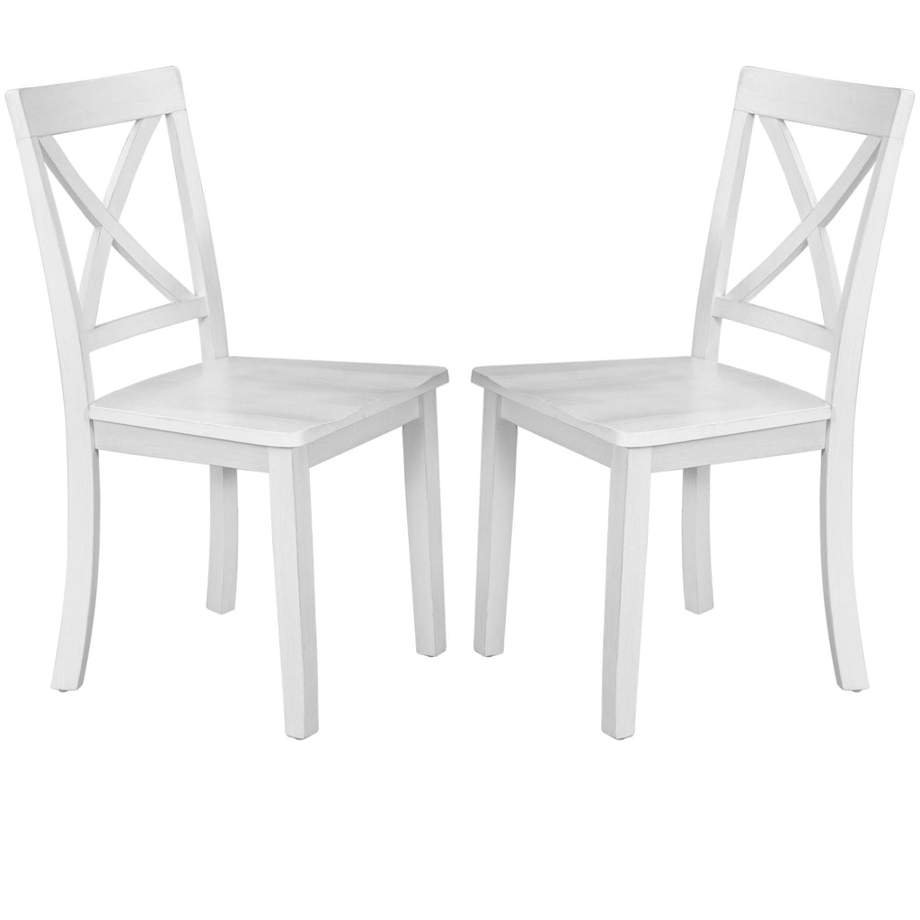 5-Piece Solid Wood Dining Set — White or Dark Gray