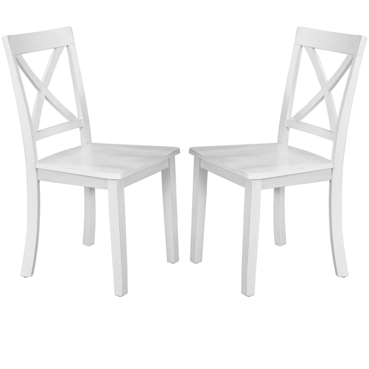 5-Piece Solid Wood Dining Set — White or Dark Gray