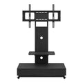 Mobile TV Cart with Push Pull Drawer and Lockable Wheels - Black or Light Brown