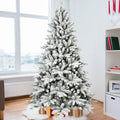 6ft Snow-Flocked Pre-Lit Christmas Tree with 1100 PE+PVC Tips - White