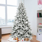 6ft Snow-Flocked Pre-Lit Christmas Tree with 1100 PE+PVC Tips - White