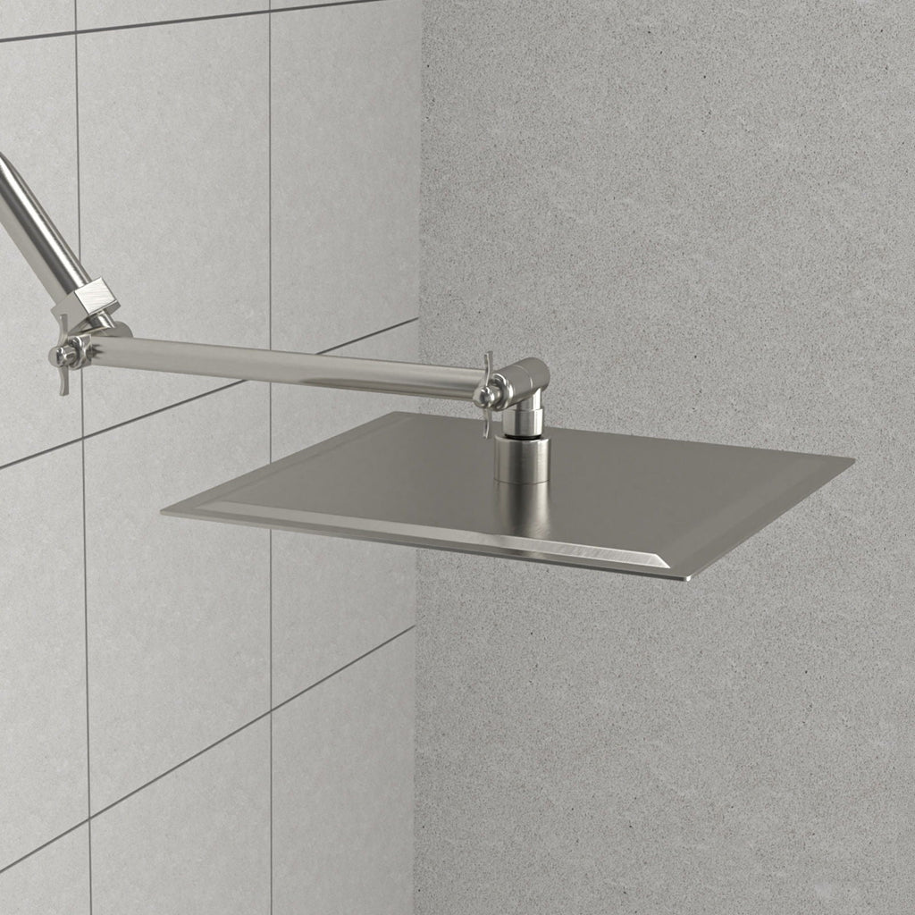 Luxury Rain Shower Head with Adjustable Arm - Brushed Nickel