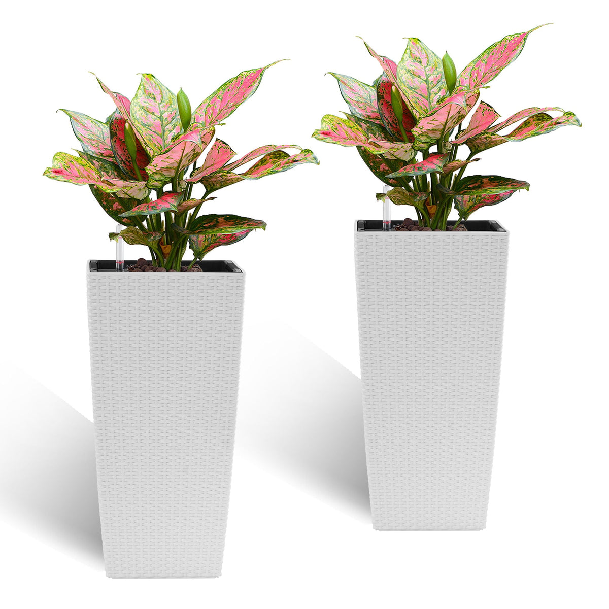 Indoor Outdoor Planter with Automatic Watering System - Dark Brown, Black, or White