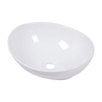 Oval Vessel Bathroom Sink with Stain-Resistant Ceramic - White