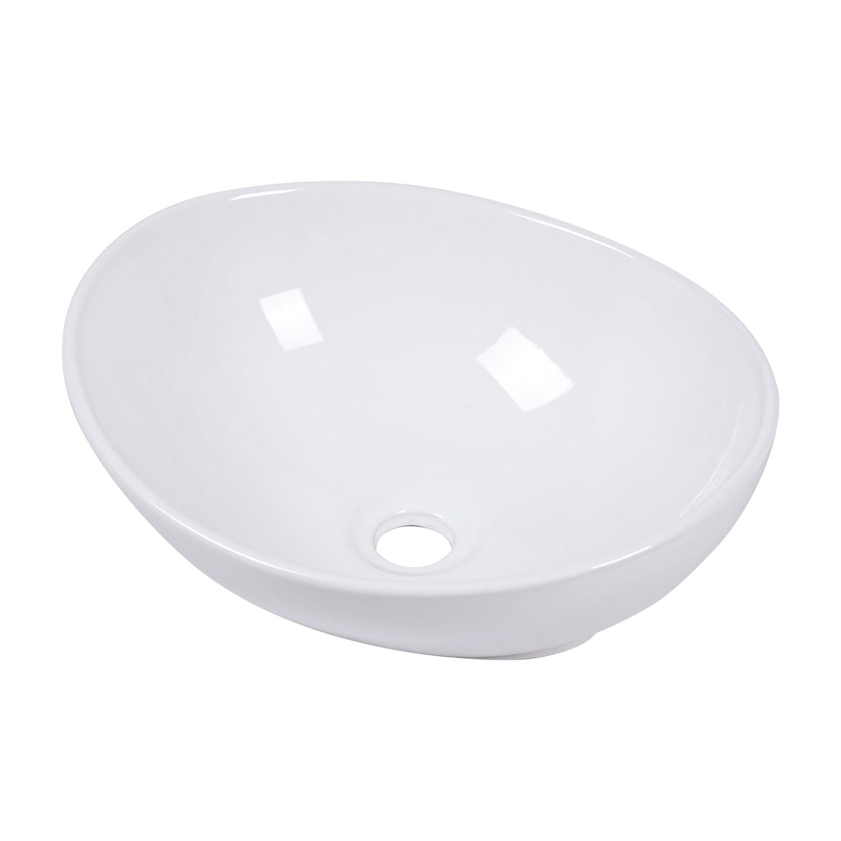 Oval Vessel Bathroom Sink with Stain-Resistant Ceramic - White