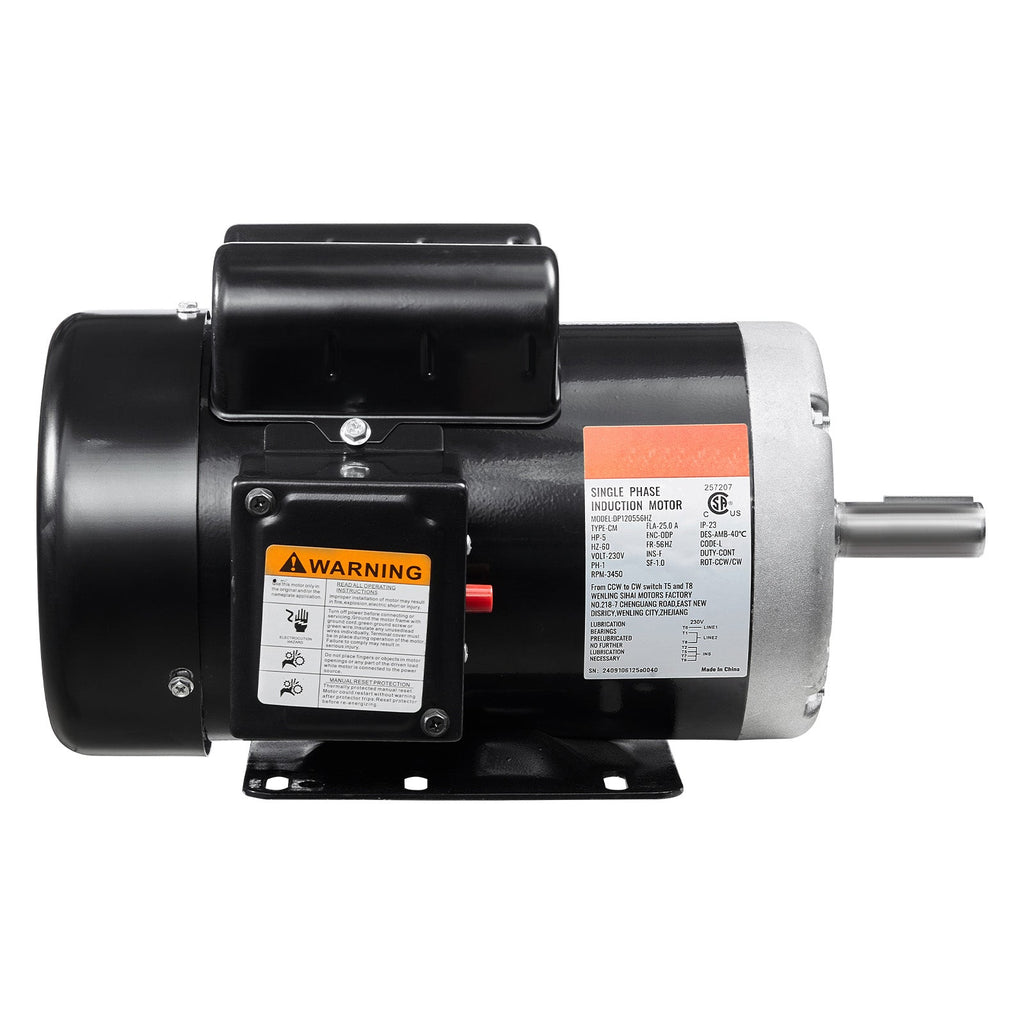 5HP Air Compressor Electric Motor with Dual Rotation - Steel