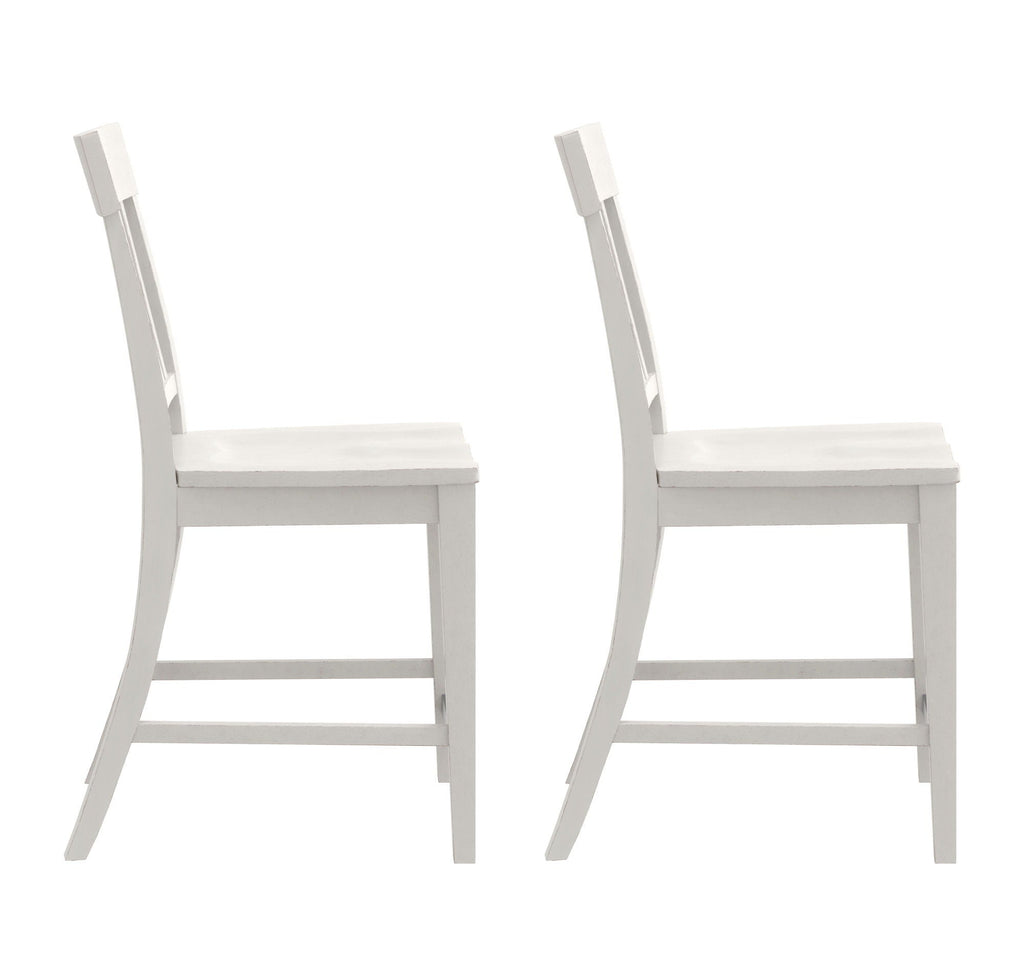 Slat Back Counter Stools with Easy Assembly - White