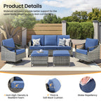 73.4" Wide Outdoor Wicker Sofa with High-Resilience Cushions - Natural