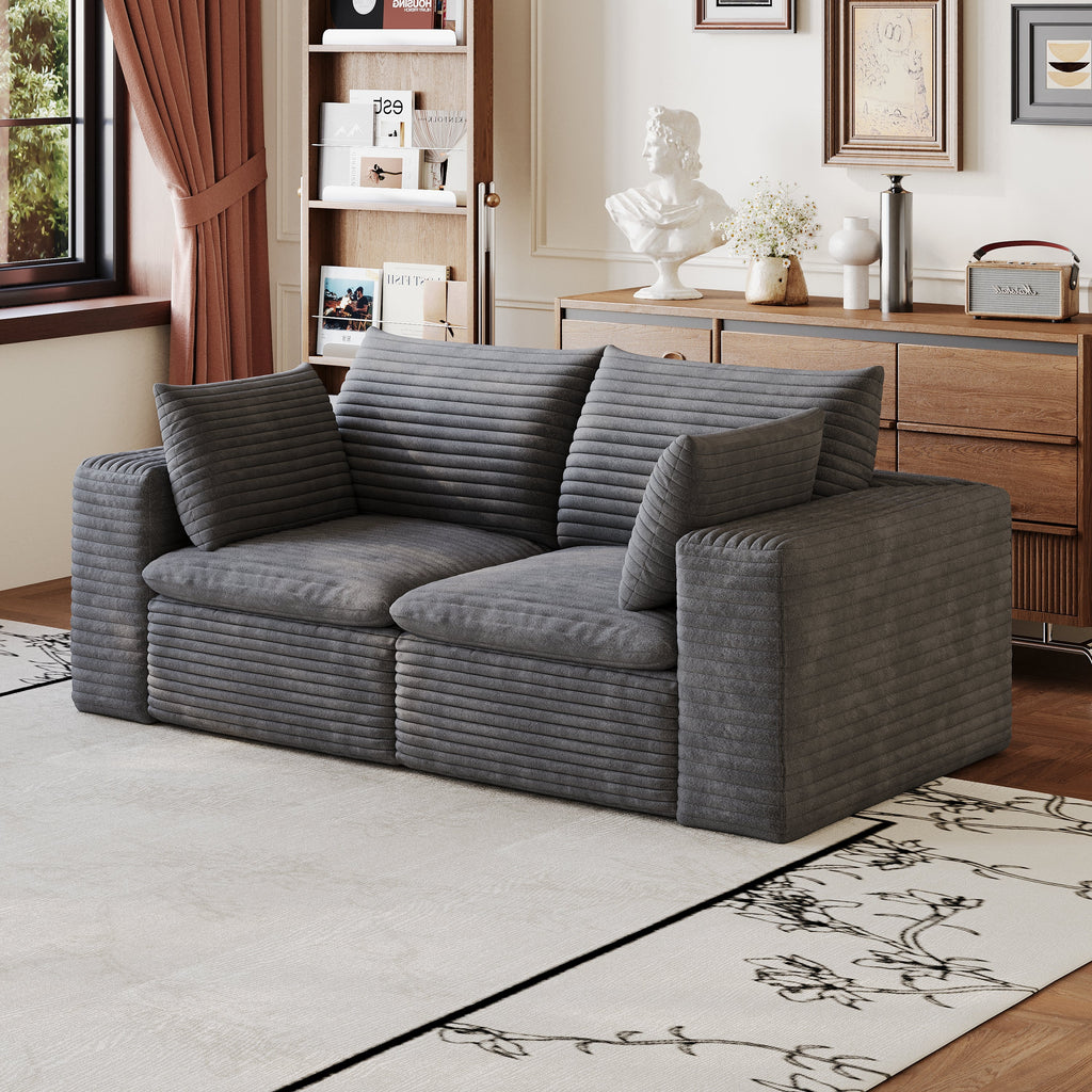71" Cloud Sofa in Corduroy Fabric with Modular Design - Beige