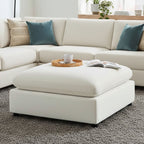 Caylie Upholstered Ottoman with Removable Covers - Beige or Dark Gray