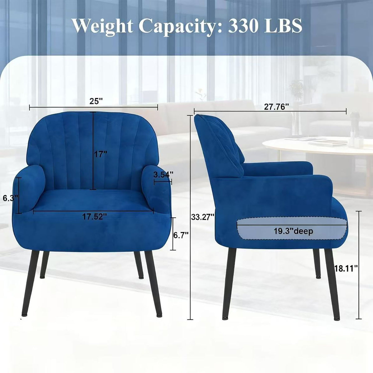 Upholstered Accent Armchair with Shell-Shaped Design - Multiple Colors
