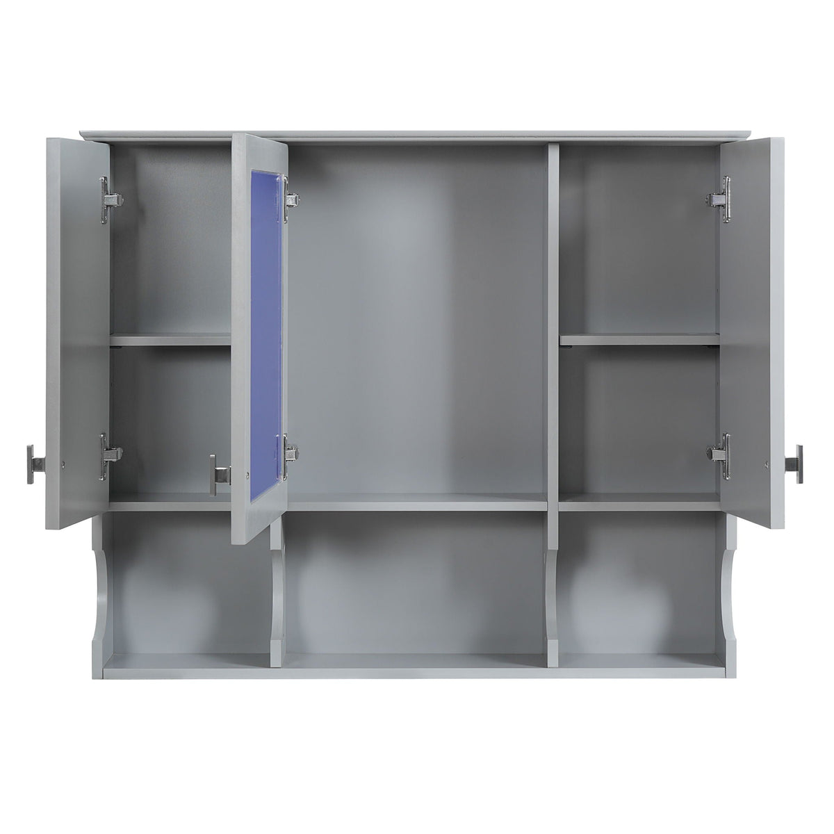 Wall Mounted Bathroom Medicine Cabinet With Mirror & Open Shelves