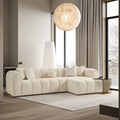 Modern Tufted Right Sectional Sofa with Toss Pillows - Ivory
