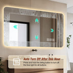 Wall Mounted LED Lighting Mirror with 3-Color Dimmable Light - Silver