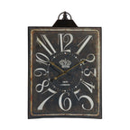 Large Vintage Rectangular Wall Clock with Numerals - White / Black