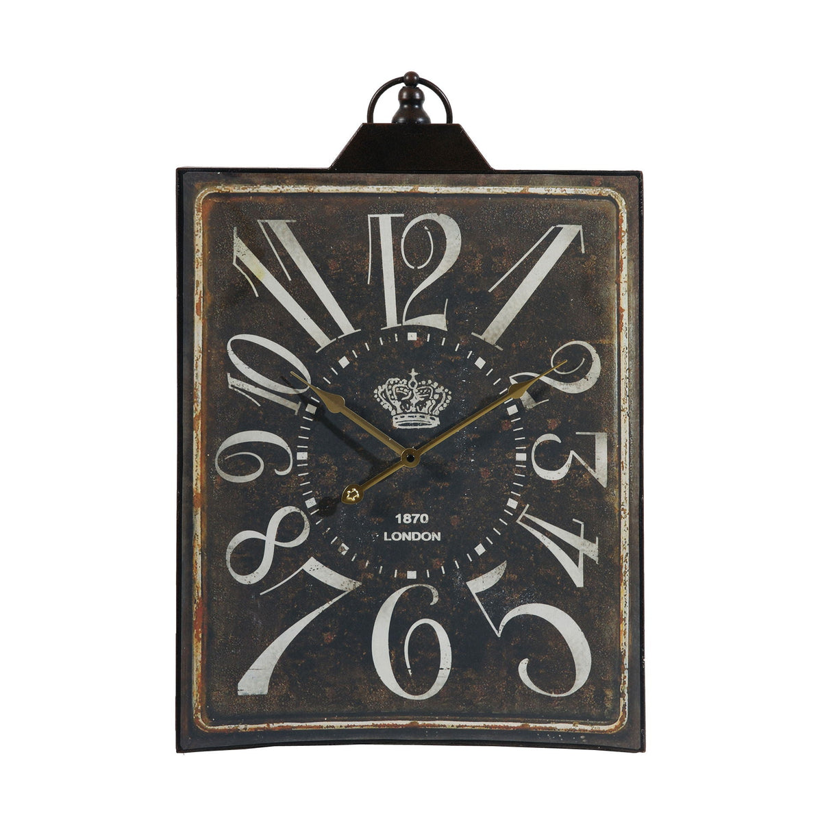 Large Vintage Rectangular Wall Clock with Numerals - White / Black