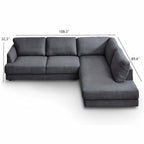 Comfortable Cozy Sectional Sofa with Solid Wood Frame - Pearl Silver or Dark Gray