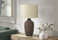 Gray Ceramic Table Lamp with Linen Shade - Contemporary Table Lamp