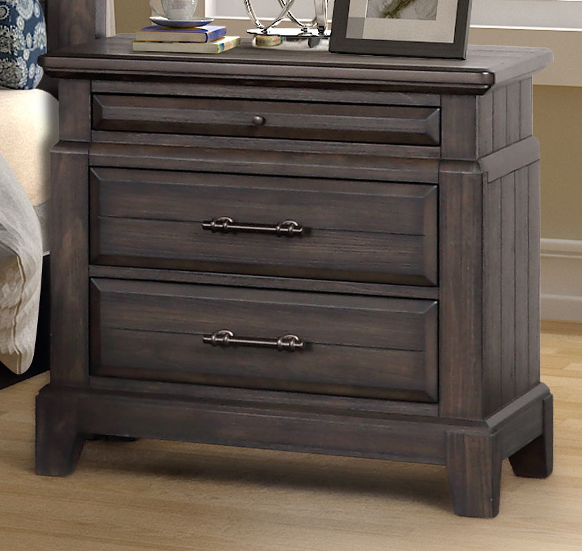 2 Drawer Nightstand with Pull-Out Tray - Mahogany