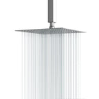 Ultra Thin Square Rainfall Shower Head with 12" Coverage - Gray or Pearl Silver