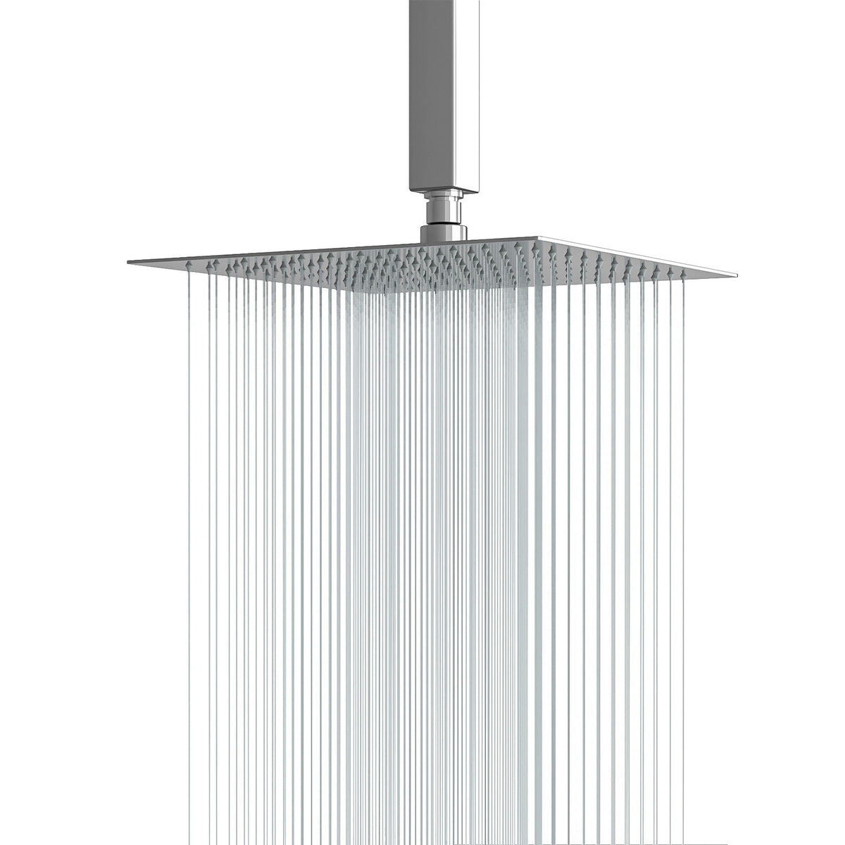 Ultra Thin Square Rainfall Shower Head with 12" Coverage - Gray or Pearl Silver