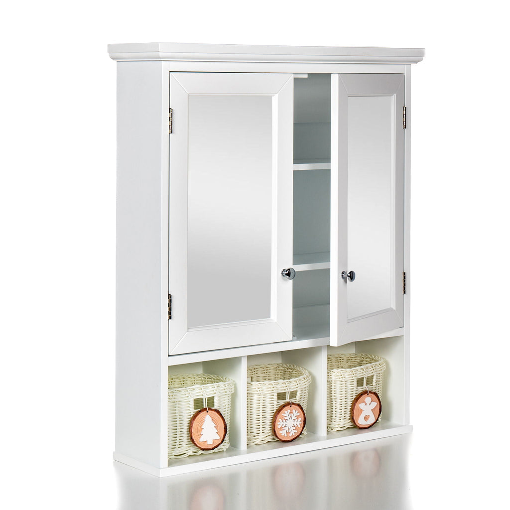 Bathroom Medicine Cabinet with Adjustable Shelves and Mirror - White