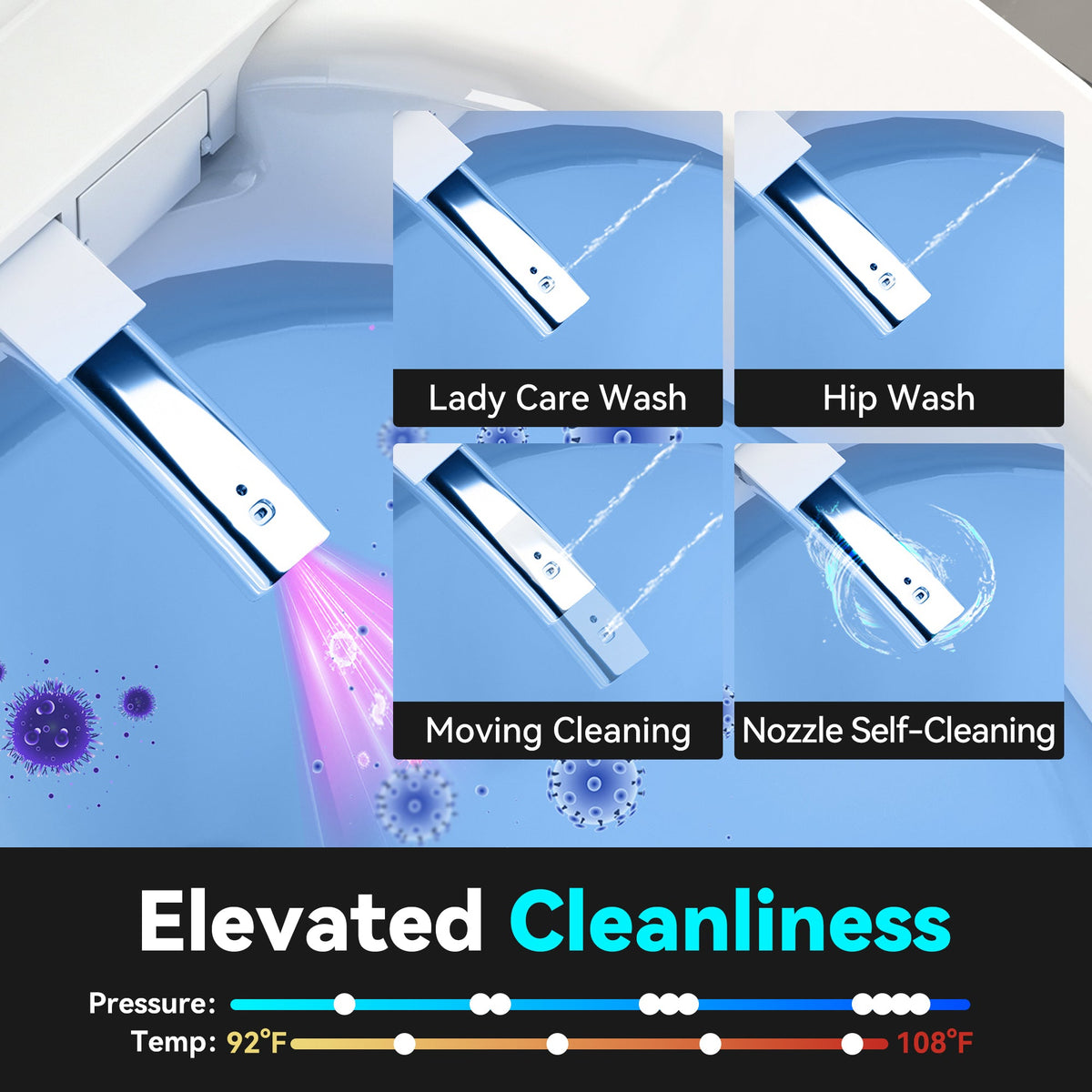 Smart Toilet with Heated Bidet Seat